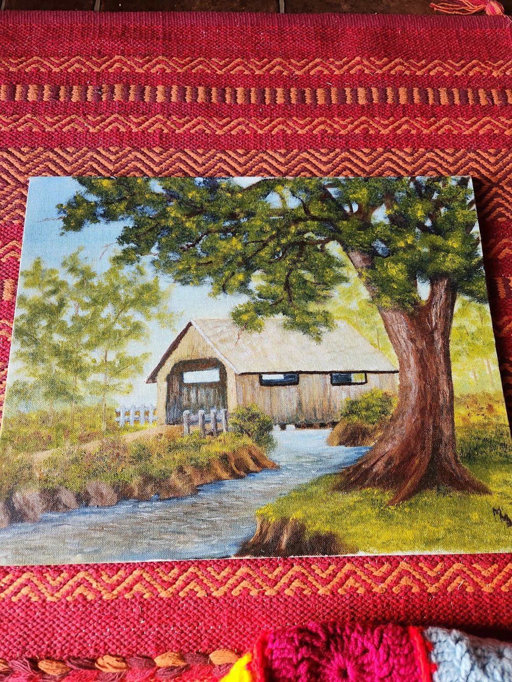 Original Green and Brown Landscape Painting by